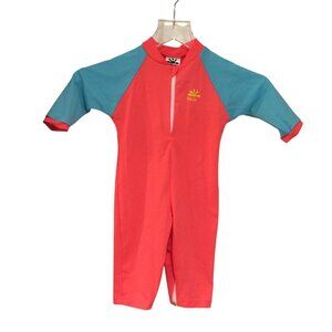 NOZONE One Piece Swimwear 12-18 Months Neon Peach Aqua Made in Canada